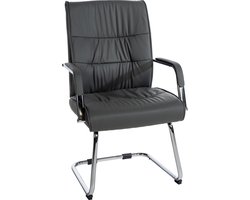 CLP Sievert Bezoekersstoel - Met armleuning - Eetkamerstoel - Kunstleer - grijs