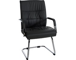 CLP Sievert Bezoekersstoel - Met armleuning - Eetkamerstoel - Kunstleer - zwart