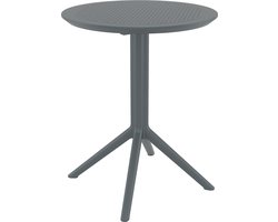 CLP Sky klaptafel - Inklapbare tafel - Rond of vierkant - Tuintafel - Voor binnen en buiten - UV-bestendig - Weerbestendig donkergrijs rond