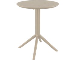 CLP Sky klaptafel - Inklapbare tafel - Rond of vierkant - Tuintafel - Voor binnen en buiten - UV-bestendig - Weerbestendig taupe rond