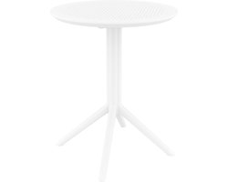 CLP Sky klaptafel - Inklapbare tafel - Rond of vierkant - Tuintafel - Voor binnen en buiten - UV-bestendig - Weerbestendig wit rond