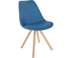 CLP Sofia Eetkamerstoel - Zonder armleuning - Stof - blauw natura (ronde)