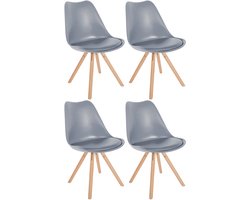 CLP Sofia Set van 4 Eetkamerstoelen - Zonder armleuning - natura (ronde)/grijs