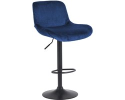 CLP Solon Barkruk - met rugleuning - in hoogte verstelbaar - draaibaar - zwart frame - zwart/blauw