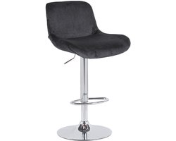 CLP Solon Barkruk - met rugleuning - in hoogte verstelbare - draaibaar - chroom frame - chroom/zwart