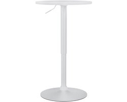 CLP Statafel Xanten - rond - in hoogte verstelbaar - draaibare bartafel met stevige gasveer - gepoedercoat metalen frame antislip - wit/wit