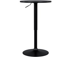 CLP Statafel Xanten - rond - in hoogte verstelbaar - draaibare bartafel met stevige gasveer - gepoedercoat metalen frame antislip - zwart/zwart