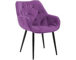 CLP Tanna Eetkamerstoel - Met armleuning - Velvet - Fluweel/purper