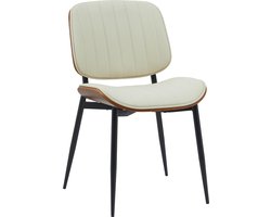 CLP Tiffin Eetkamerstoel - klassiek - met rugleuning en gebogen hout - walnoot/creme Kunstleer