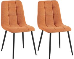 CLP Tilde Set van 2 eetkamerstoelen - Zonder armleuning - Industrieel - Ribstof/oranje