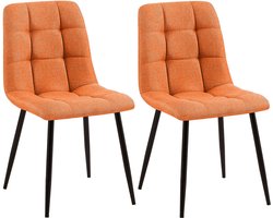CLP Tilde Set van 2 eetkamerstoelen - Zonder armleuning - Industrieel - Stof/oranje