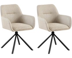 CLP Tipton Set van 2 Eetkamerstoelen - met rugleuning - klassiek - draaibaar - stof - Stof/taupe