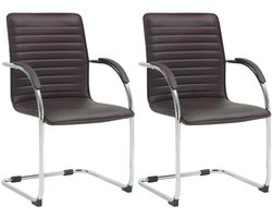 CLP Tira Set van 2 Eetkamerstoelen - Bezoekersstoel - Met armleuning - Kunstleer - bruin