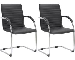 CLP Tira Set van 2 Eetkamerstoelen - Bezoekersstoel - Met armleuning - Kunstleer - zwart