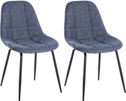 CLP Tom Set van 2 Eetkamerstoelen - Zonder armleuning - Fauteuil - blauw Stof