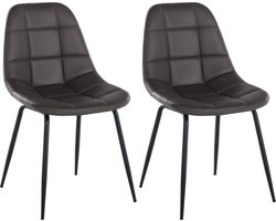 CLP Tom Set van 2 Eetkamerstoelen - Zonder armleuning - Fauteuil - bruin Kunstleer