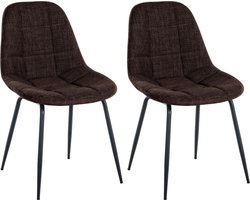 CLP Tom Set van 2 Eetkamerstoelen - Zonder armleuning - Fauteuil - bruin Stof