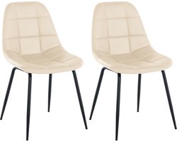 CLP Tom Set van 2 Eetkamerstoelen - Zonder armleuning - Fauteuil - creme Kunstleer