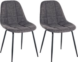 CLP Tom Set van 2 Eetkamerstoelen - Zonder armleuning - Fauteuil - licht grijs Stof