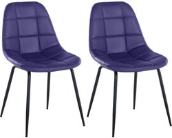CLP Tom Set van 2 Eetkamerstoelen - Zonder armleuning - Fauteuil - purper Kunstleer