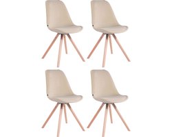 CLP Toulouse Set van 4 Stoelen - Rond frame - Fluweel creme natura