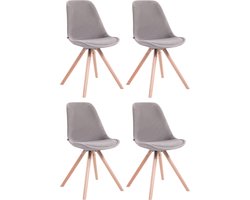 CLP Toulouse Set van 4 Stoelen - Rond frame - Fluweel grijs natura