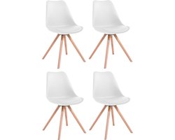 CLP Toulouse Set van 4 stoelen - Rond - Kunstleer wit natura