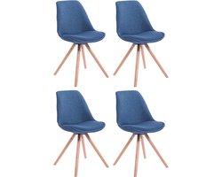 CLP Toulouse Set van 4 stoelen - Rond - Stof blauw natura
