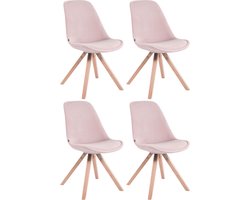 CLP Toulouse Set van 4 Stoelen - Vierkant frame - Fluweel roze natura