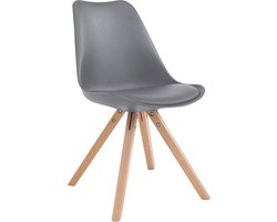 CLP Toulouse Set van 4 stoelen - Vierkant - Kunstleer grijs natura