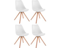 CLP Toulouse Set van 4 stoelen - Vierkant - Kunstleer wit natura