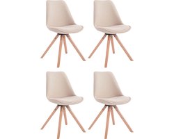 CLP Toulouse Set van 4 Stoelen - Zonder armleuning - Vierkant frame - Stof - creme natura