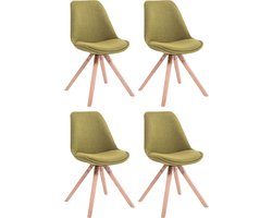 CLP Toulouse Set van 4 Stoelen - Zonder armleuning - Vierkant frame - Stof - groen natura