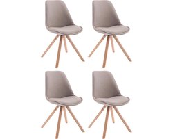 CLP Toulouse Set van 4 Stoelen - Zonder armleuning - Vierkant frame - Stof - taupe natura