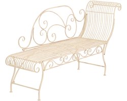 CLP Tuinbank Karma - Chaise Longue Loungebank - Romantische Art Nouveau Bank met Ornamenten - 160 kg - antiek/creme