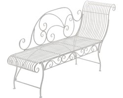 CLP Tuinbank Karma - Chaise Longue Loungebank - Romantische Art Nouveau Bank met Ornamenten - 160 kg - antiek/wit