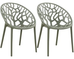 CLP Tuinstoelen Hope 2-delige set, met armleuningen, stapelbaar, weerbestendig, UV-bestendig, tot 150 kg belastbaar olijf