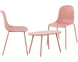 CLP Veldin tuinset - voor de tuin - loungeset - Set van tafel Berea en 2 x stoel Hardin - UV-bestendig - Tuinmeubelen - roze
