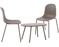 CLP Veldin tuinset - voor de tuin - loungeset - Set van tafel Berea en 2 x stoel Hardin - UV-bestendig - Tuinmeubelen - taupe
