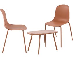 CLP Veldin tuinset - voor de tuin - loungeset - Set van tafel Berea en 2 x stoel Hardin - UV-bestendig - Tuinmeubelen - terracotta