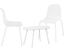 CLP Veldin tuinset - voor de tuin - loungeset - Set van tafel Berea en 2 x stoel Hardin - UV-bestendig - Tuinmeubelen - wit