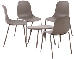 CLP Veldin tuinset - voor de tuin - loungeset - Set van tafel Berea en 4 x stoel Hardin - UV-bestendig - Tuinmeubelen - taupe