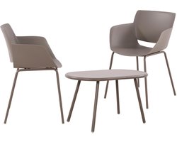 CLP Velvena Tuinset - Set bestaande uit Velva tafel en Alpena stoelen - weerbestendig - UV-bestendig - taupe 2 stoelen
