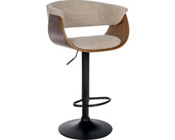 CLP Vestal Barkruk - Met armleuning - In hoogte verstelbaar - Met voetensteun - walnoot/creme Stof