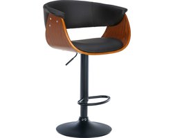 CLP Vestal Barkruk - Met armleuning - In hoogte verstelbaar - Met voetensteun - walnoot/zwart Kunstleer