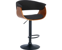 CLP Vestal Barkruk - Met armleuning - In hoogte verstelbaar - Met voetensteun - walnoot/zwart Stof