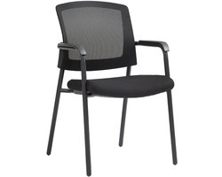 CLP Volga Vergaderstoel - met armleuning - stapelbaar - met ademende netbespanning - stof - Metaal/zwart