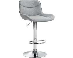 CLP Vonore Barkruk - Met rugleuning - Met voetensteun - Verstelbaar - Metalen frame - Stof - chroom/grijs