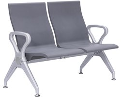 CLP Wachtbank Airport-stijl Ermin - met leuning - ergonomische zitkuipen - met robuust aluminium frame - tot 150 kg per zitplaats - grijs