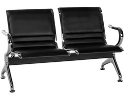 CLP Wachtbank Frankfurt - Stalen Frame - Lederlook - zwart